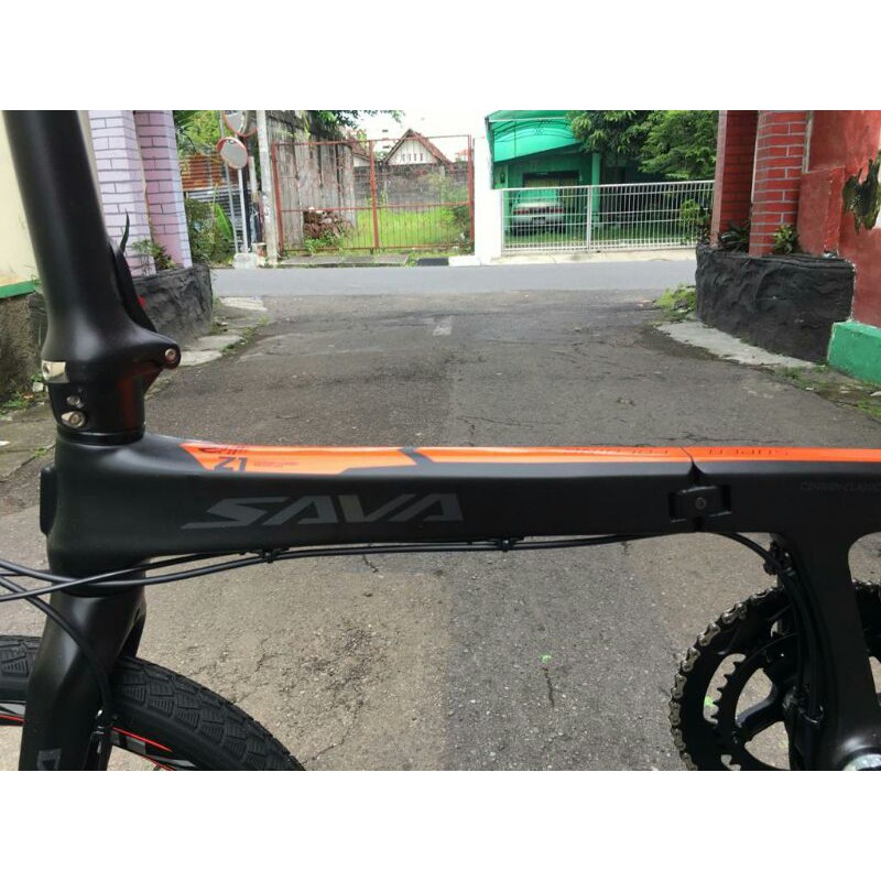 sepeda lipat seli SAVA FN black orange new fullbike shimano mt200 grupset rd shimano 11s