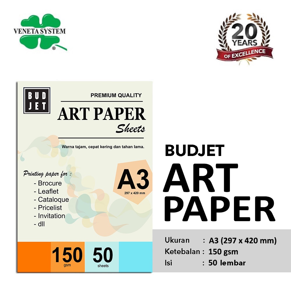 Kertas Art Paper A3 isi 50 Sheets - Budjet Art Paper Artpaper 150 Gsm