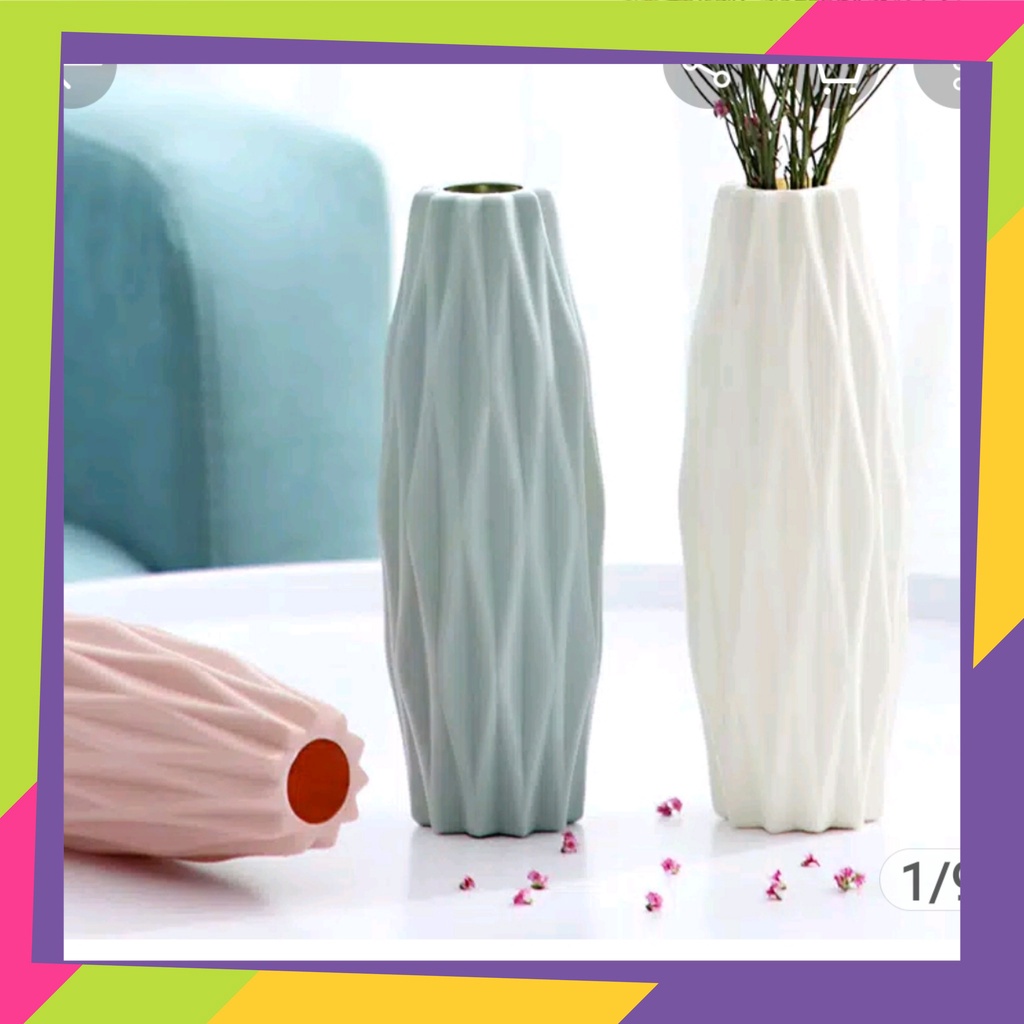 1071D2 / Pot bunga plastik motif Diamond / Vas bunga tanaman Artificial