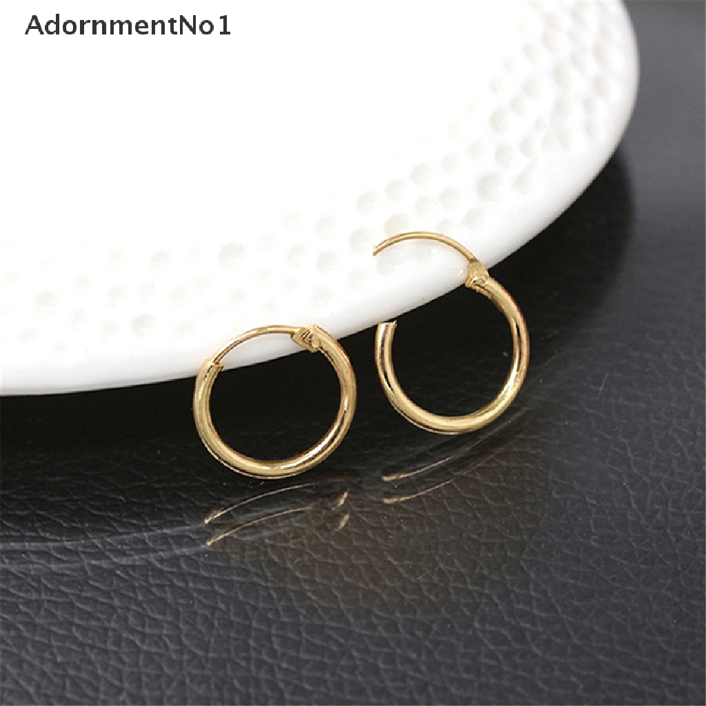 (AdornmentNo1) 2016 Anting Bulat Bahan Sterling Silver Warna Gold Untuk Hidung / Bibir / Telinga