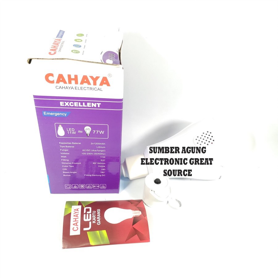 Cahaya Lampu Emergency AC DC Excellent 11W 2x1200mAh 660Lumen Terang