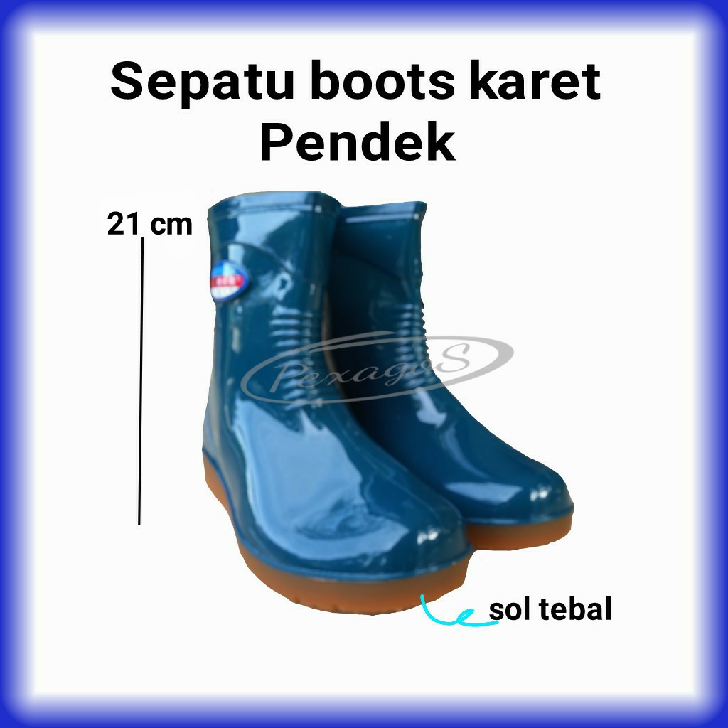 AP BOOTS WANITA PENDEK SEPATU HUJAN ANTI AIR SEPATU BOAT KARET PENDEK LOW HEELS BOOTS PENDEK (21cm)