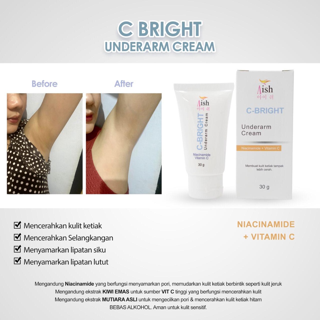 AISH KRIM KETIAK / AISH KRIM SELAKANGAN / BISA COD! AISH UNDERARM CREAM / AISH C BRIGHT AISH C BRIGHT UNDERARM CREAM / AISH UNDERARM KOREA / AISH NECK SERUM / C BRIGHT KETIAK ORIGINAL ORI 100%