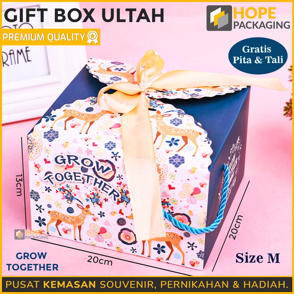 Gift box  Ulang Tahun Anak Motif Macan Dino Fancy bunga Navy / Hampers Happy birthday Plus Pita  Hadiah / Kotak pink navy hijau tosca