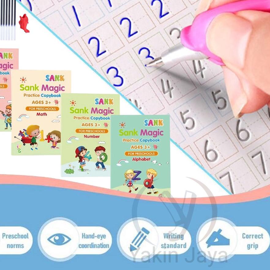 

POPULER Sank Magic 4 set Magic Practice Book / Buku Edukasi 3D Belajar Pintar Menulis TK**