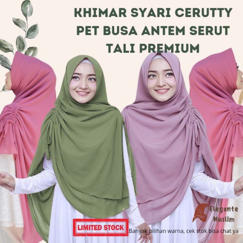 Hijab Instan 2 Layer Ceruty Baby doll Kerudung Instan Terbaru Khimar Serut 2 Layer Ceruty Nihaya