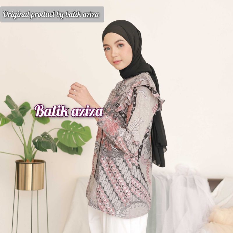 Blouse Batik Wanita Atasan batik Kancing Depan Busui Lengan Panjang motif RANUKUMOLO