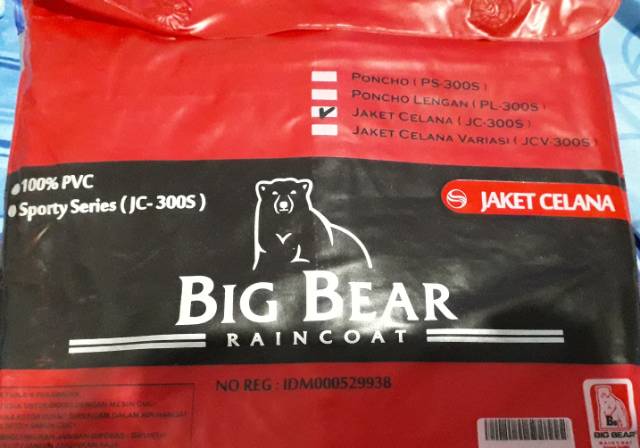 Jas Hujan Jaket Celana Big Bear