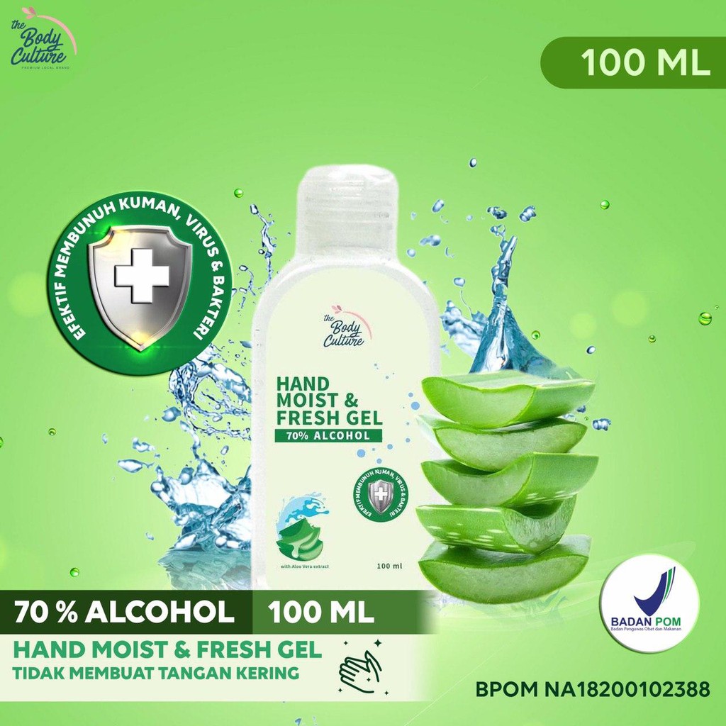 Hand Sanitizer Gel Fresh + Moisturizer 70% Alkohol - The Body Culture Hand Antiseptic Gel Grosir