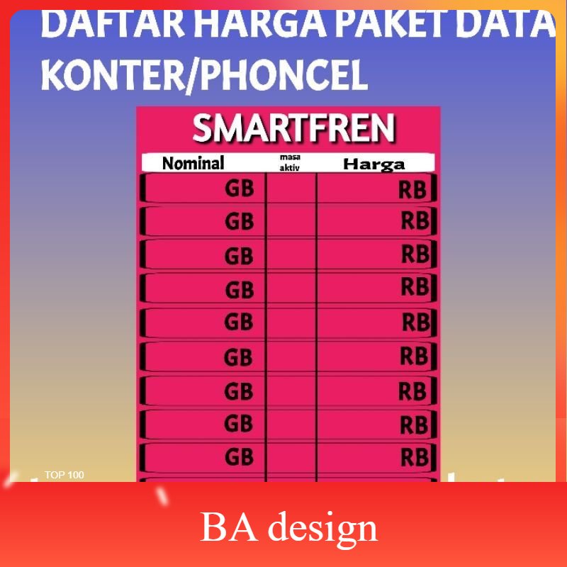 

DAFTAR HARGA PRODUK PENJUAL PAKET DATA KONTER DAN PHONCEL SK73 - BA Design