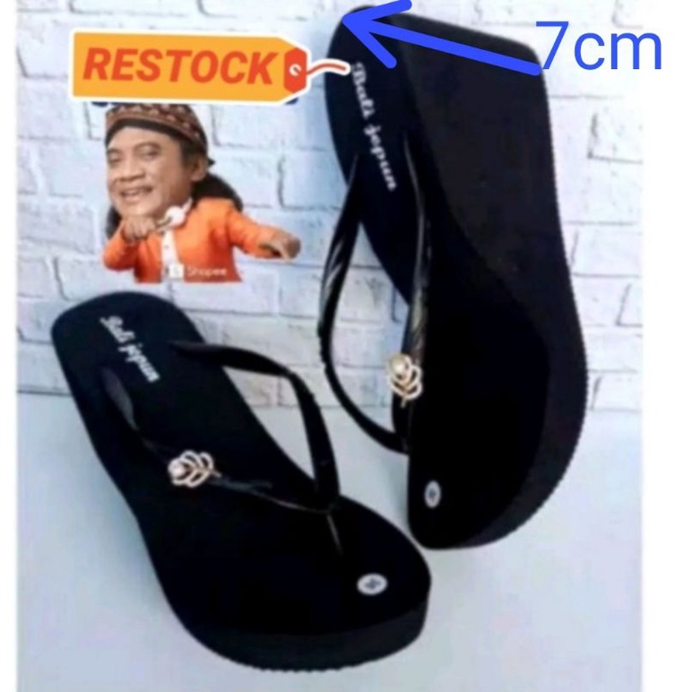 BEST SELLER  Bali Jepun Sandal Wedges Hitam Hak 7cm. Garansi Ori