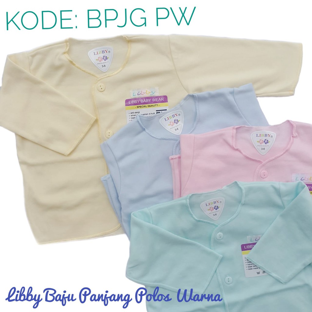 Libby Baju Panjang Polos Warna Size Baby 3 6 Bulan Libby Baby Wear Baju Bayi Libby Shopee Indonesia