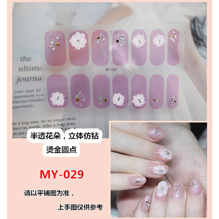 MY 14Pcs/Set Stiker Kuku 3d Desain Bermotif High End Berlian Mutiara Permata Warna-Warni Untuk Tempel Tahan Air Tahan Lama Menicure Stickers Korea Self Adhesive Fashion Sticker kuku Full Aksesoris Dapat Kupas Mudah Digunakan Dan Dilepas Anti Air Nail Art