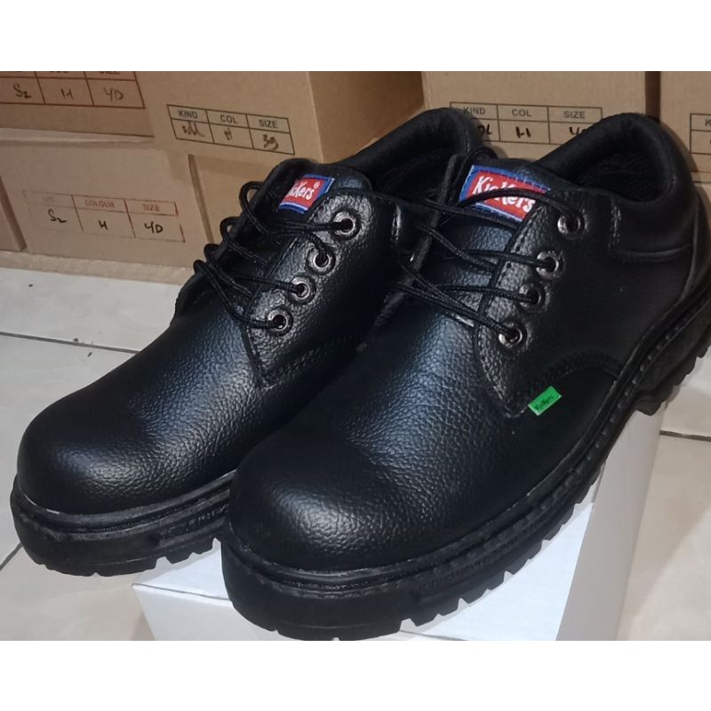sepatu seefty ujung besi bahan kulit sentetis kerja alat berat