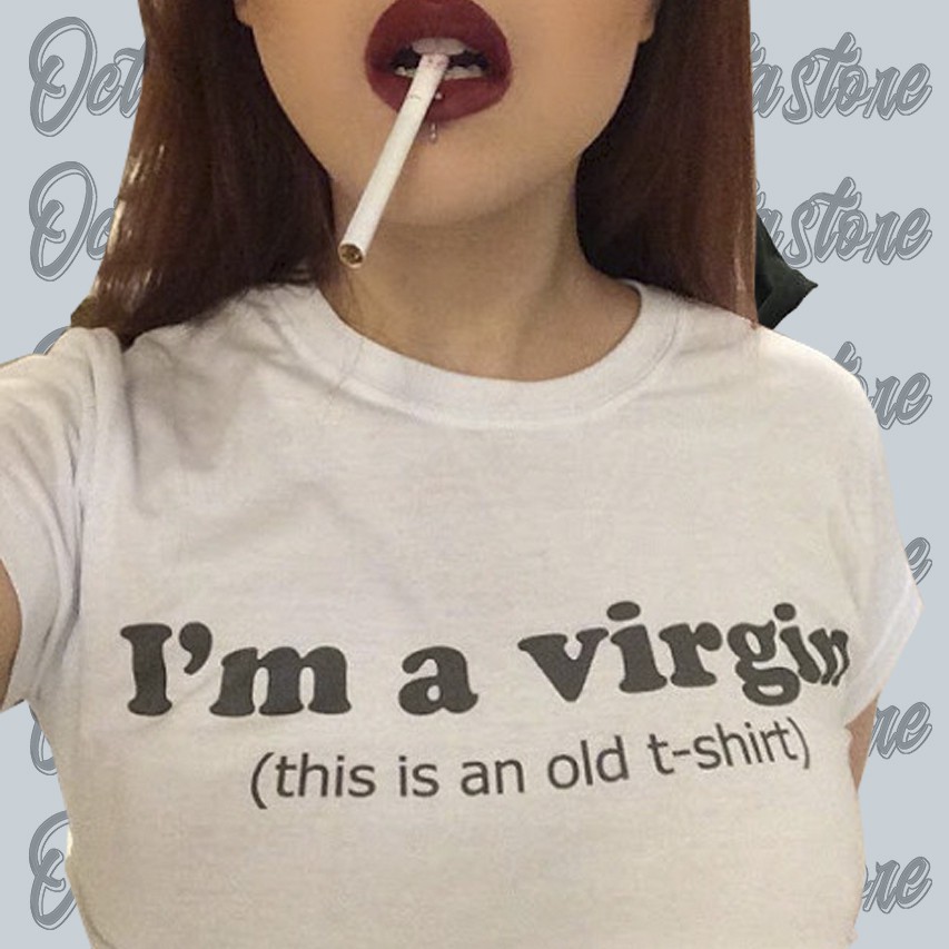 Jual Kaos Tshirt Baju Combed 30S Distro tulisan I&#39;m a Virgin | kaos custom pria wanita Indonesia|Shopee Indonesia