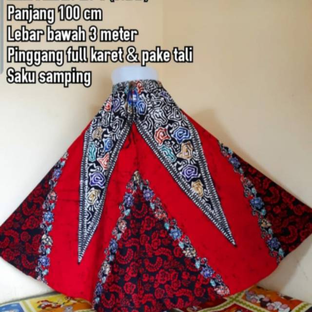 Jual rok batik tulis cap cantik panjang muslim hijab lilit payung lebar skirt kantor bunga konveksi
