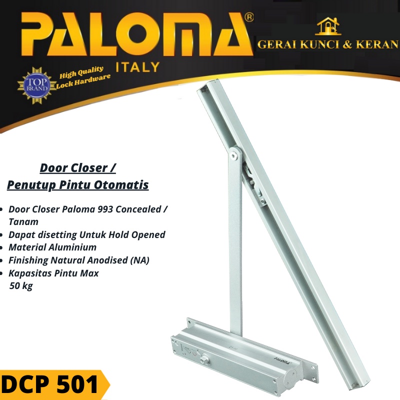 DOOR CLOSER PALOMA 993 CONCEALED NA DCP 501 PENUTUP PINTU OTOMATIS SILVER