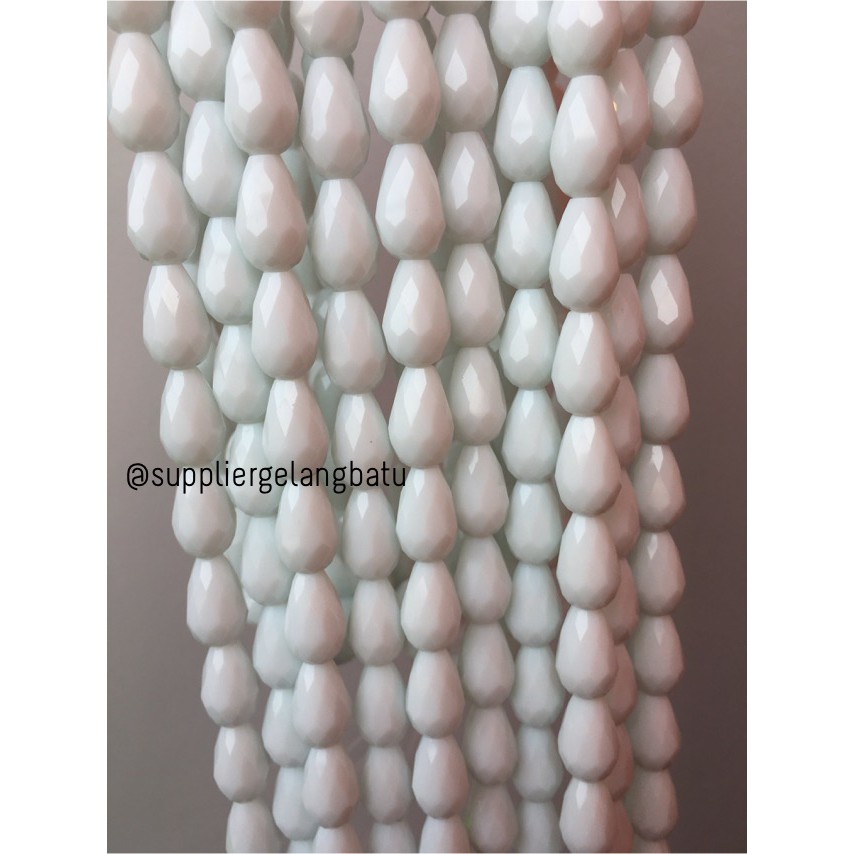 kristal Tetes ceko 15mm x 10mm WHITE DOFF aksesoris putih susu findyka aksesoris craft pria wanita