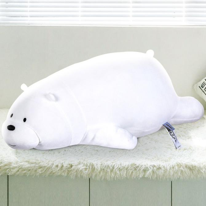 MINISO We Bare Bears Boneka Berbahan Berbaring Katun Bantal Lemb 80cm - Ice Bear