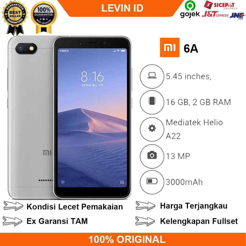 XIOMI REDMI 6A GARANSI TAM SECOND RAM 2 GB HP XIAOMI MURAH HANDPHONE ANDROID SEKEN MURAH LIKE NEW