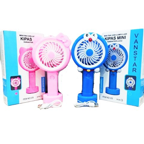 Kipas Angin Lampu Led Hand Mini Fan Usb Portable Karakter mini LED murah baru makassar