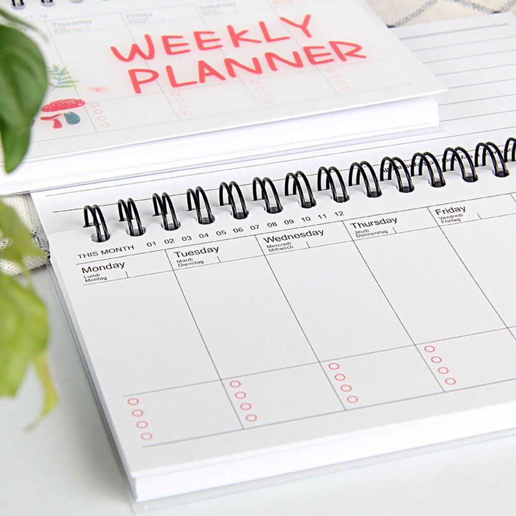 Top Weekly Planning Diary Portable Coil Notebook Up-turning Tearable