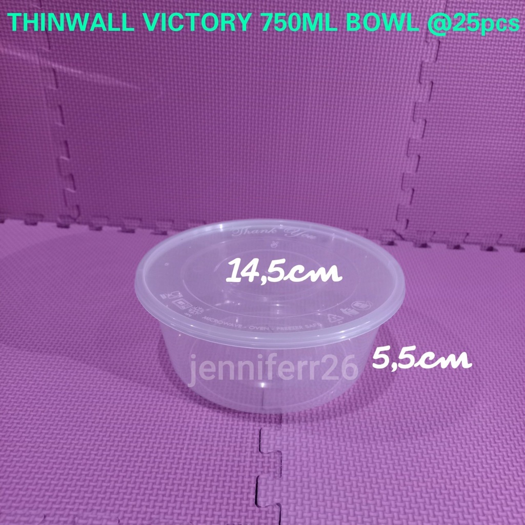 Thinwall food container 750ml bulat bowl  victory/ Kotak Makan Bening / Mangkok plastik / Mangkok ba