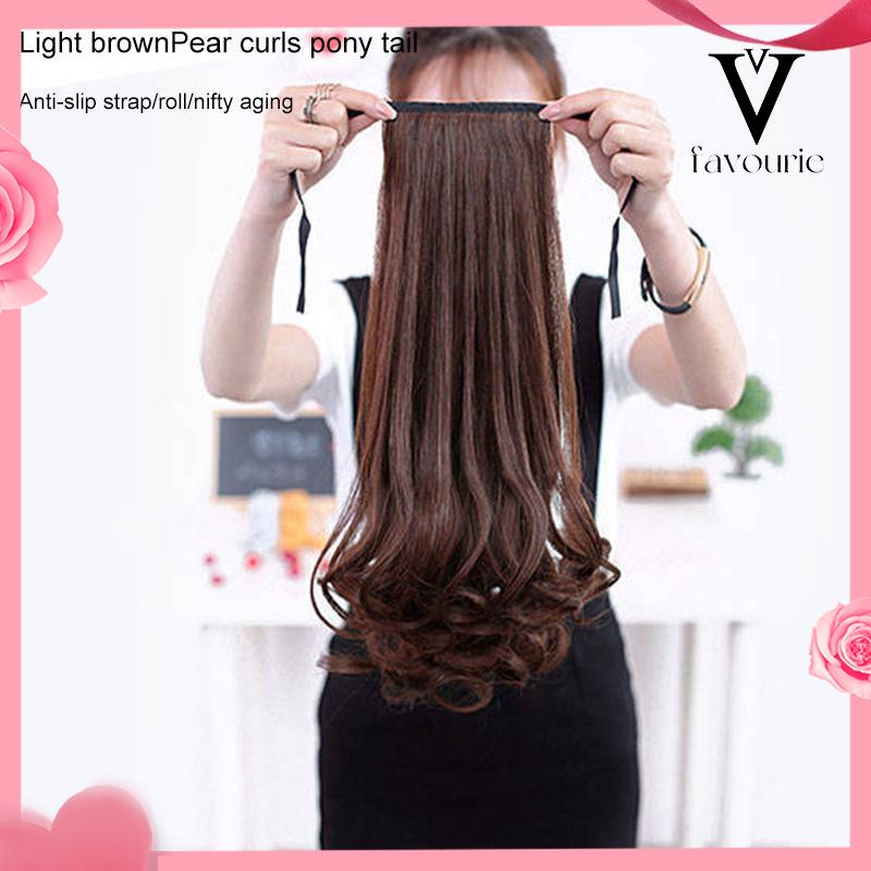 [COD]Wig Ponytail Panjang Keriting Lace-up Jenis Gelombang Besar Realistis Potongan Wig Alami-FA