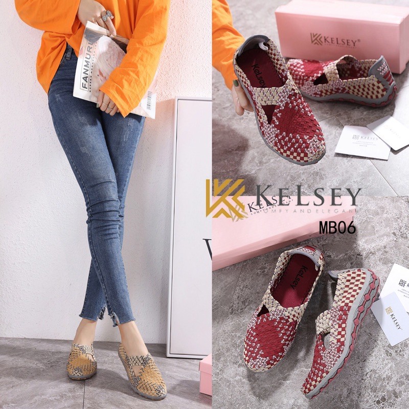 (GRATIS ALAS KAKI) NICOLE SEPATU FLAT  RAJUT WANITA Kelsey MB06 RAJUT SHOES Flats Shoes Rajut anyaman