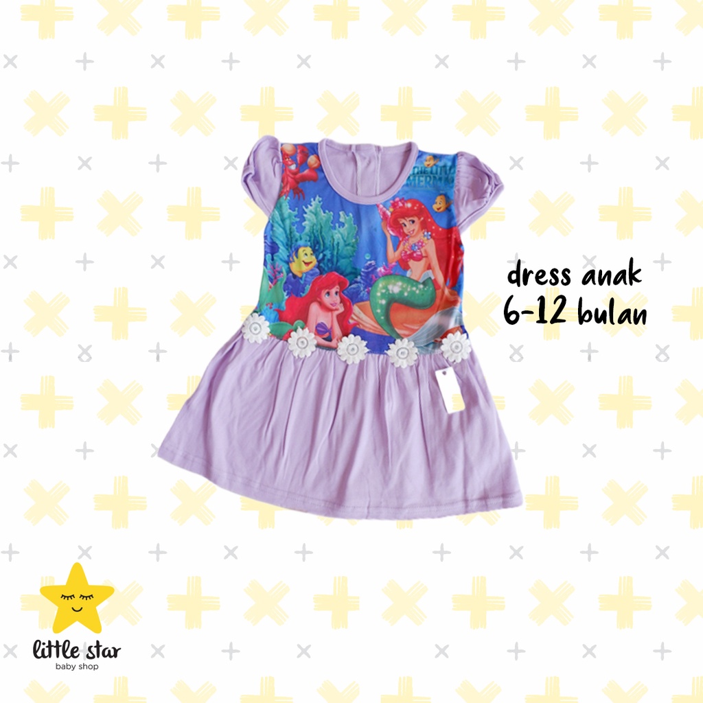 Dress Anak Perempuan Little Mermaid | Set Baju Bayi Cewek Putri Duyung