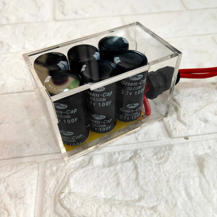 super capacitor 100F 16V box dan protector stabilizer motor mobil