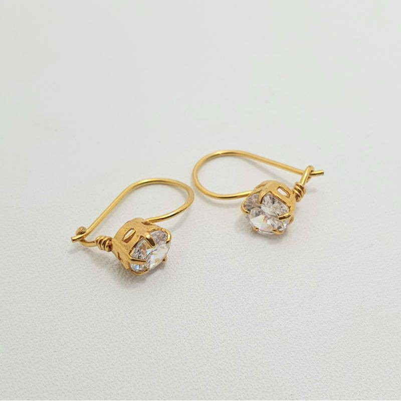 Anting Desi Emas Mata Putih Bulat 1 Gram