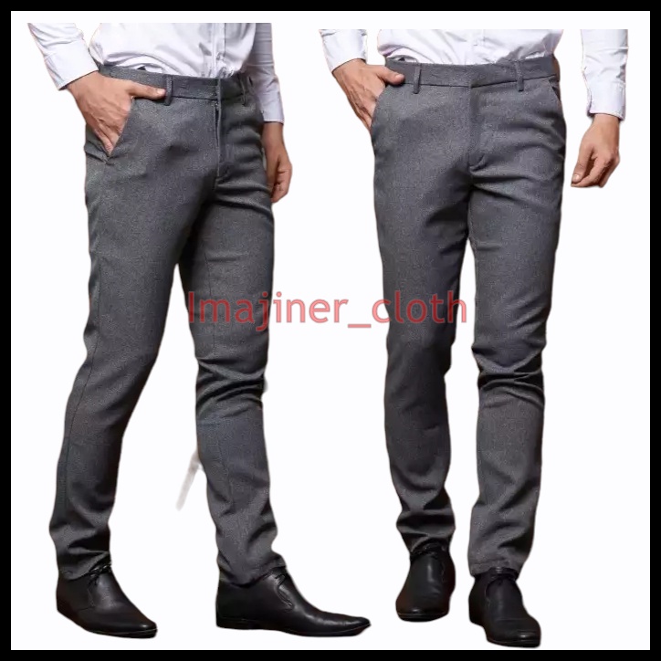 Celana Kantor Formal Pria Slimfit Bahan Dasar Kain Woll 27 Sampai 38 Cowok Kantoran Hitam Jumbo Original