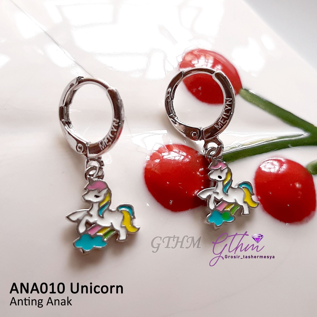 anting anak kuda poni unicorn perhiasan anak lapis emas putih 18k jual titanium xuping