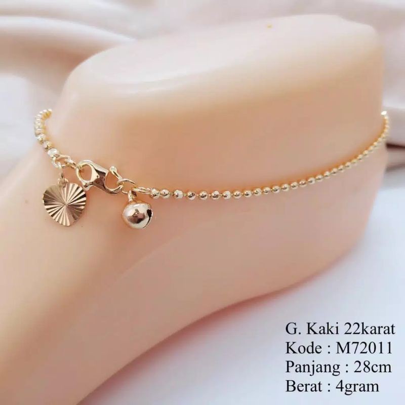 GELANG KAKI BIJI LADA KOMBINASI TITANIUM LAPIS EMAS 18k 74004.17-3.gold