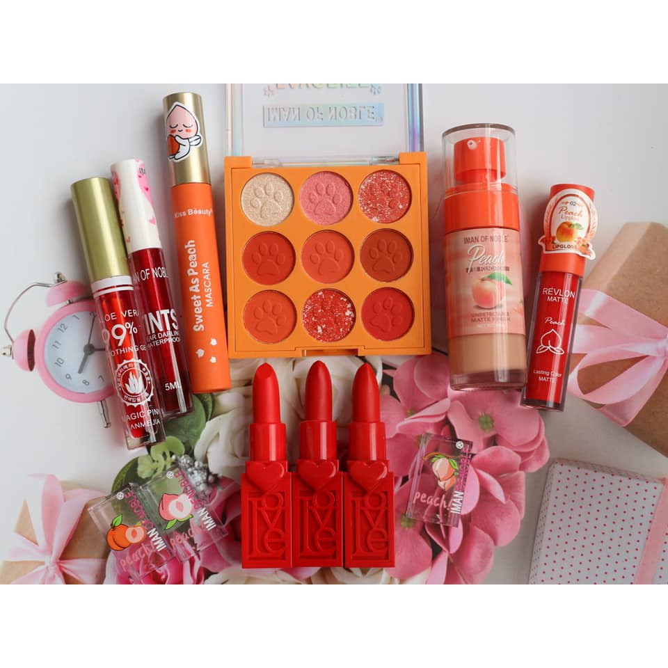 (SEPAKET) Paket Make Up LENGKAP Iman Of Noble (eyeshadow , lipstik,liptint,foundation dan mascara