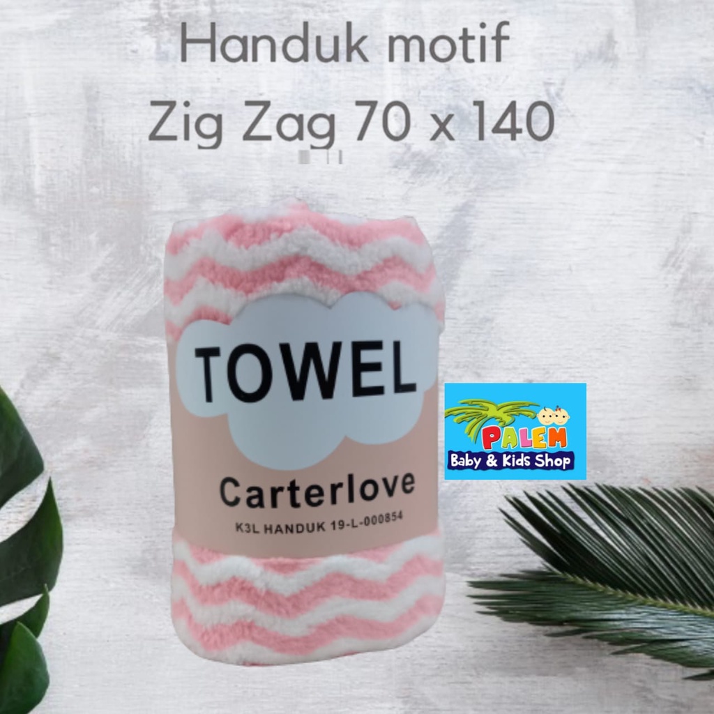 Carterlove handuk Microfiber Bulu Zig Zag 70x140 Lembut Super Serap Berkualitas