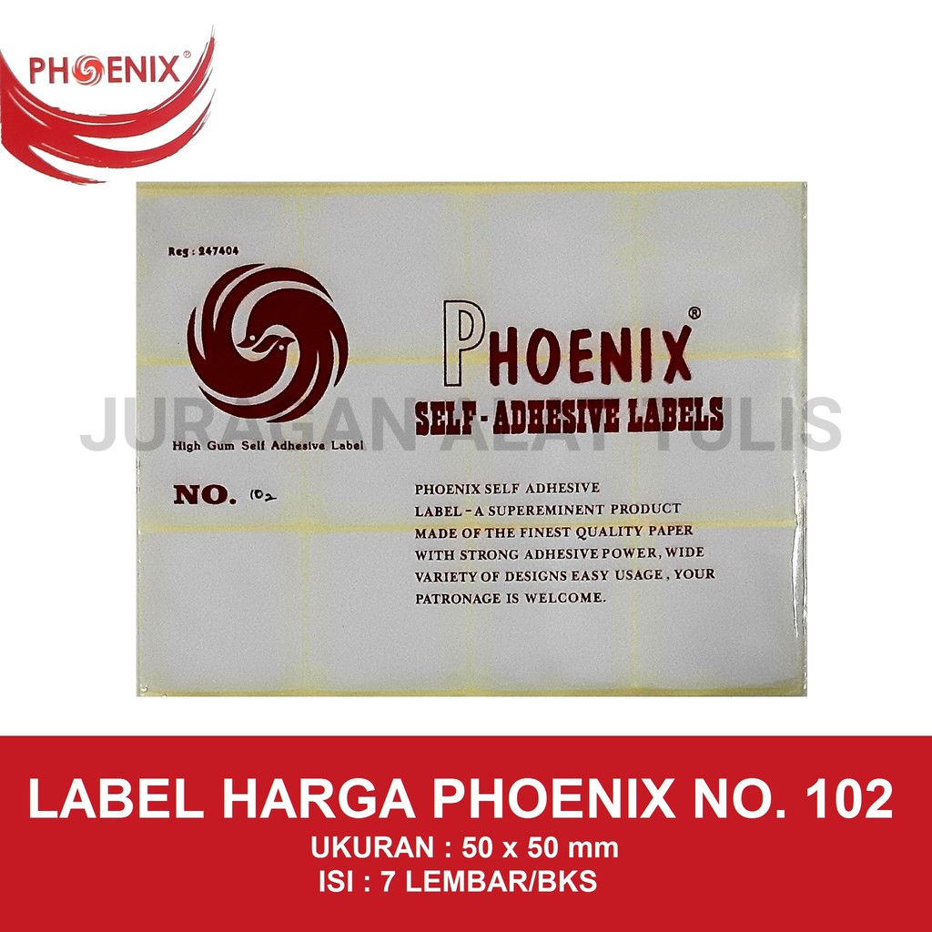 

LABEL HARGA / PRICE LABEL PHOENIX NO. 102