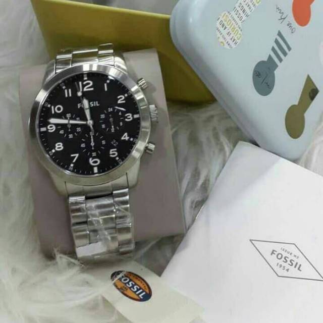Jam Tangan Pria Fossil FS 5141 Silver Rantai Original Murah