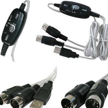 USB MIDI Cable Converter PC to Music Keyboard Adapter Cable - AY03 - Black