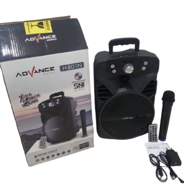 【FREE MIC】ADVANCE 8 inchs Wireless Bluebooth Speaker Portable 2400mah FM Radio Xtra Power Sound H801N Mic Speaker Meeting...