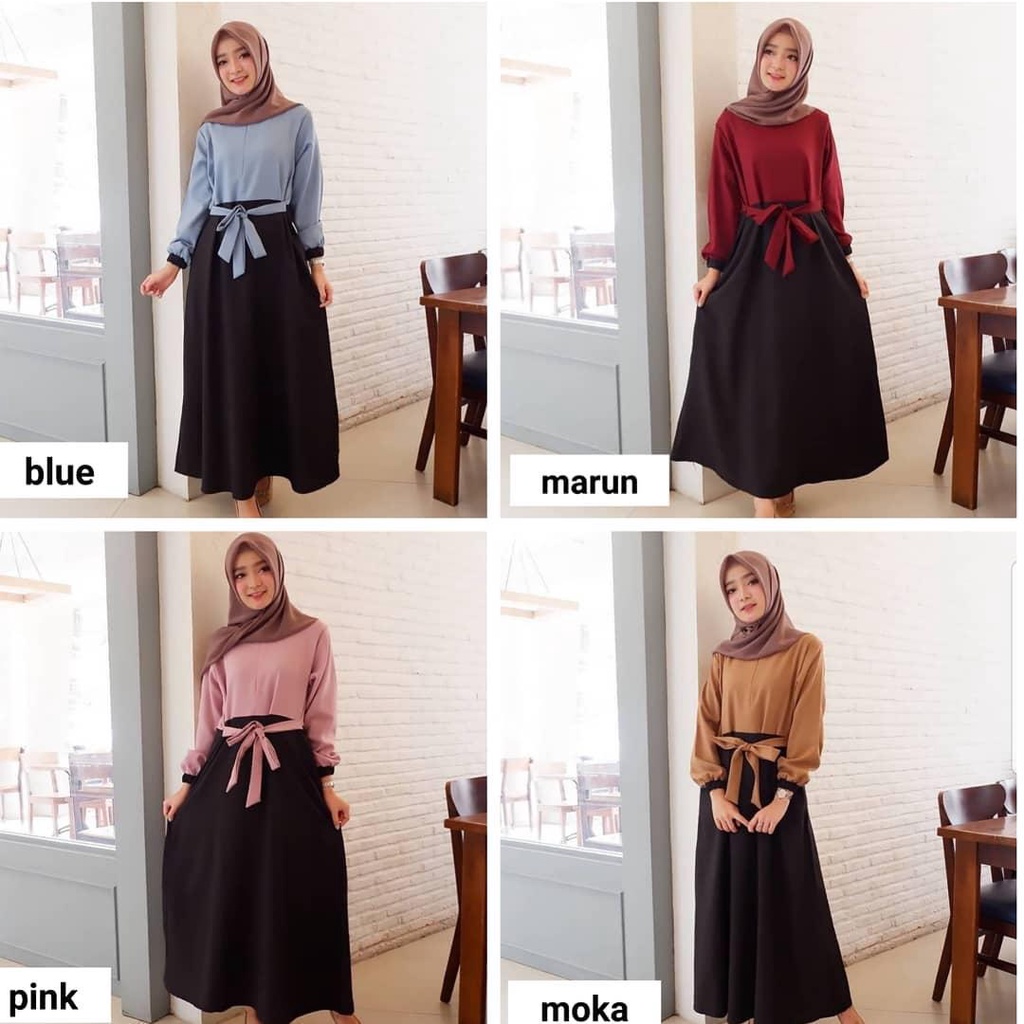 TESSA DRESS Mosscrape Pakaian Wanita Baju Muslim Gamis Modern Trendy Dress Muslimah Casual 2022