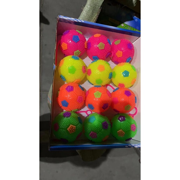 12 PCS Mainan Bola Karet Duri Nyala dan Bunyi - Flashing Spiky Ball