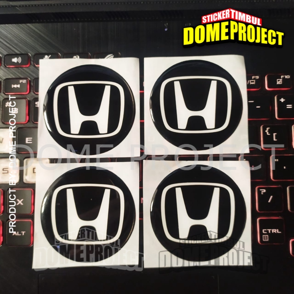 [PROMO BUY 3 GET 1] HONDA HITAM EMBLEM VELG MOBIL STIKER TUTUP DOP MOBIL TIMBUL LENTUR UKURAN 58MM