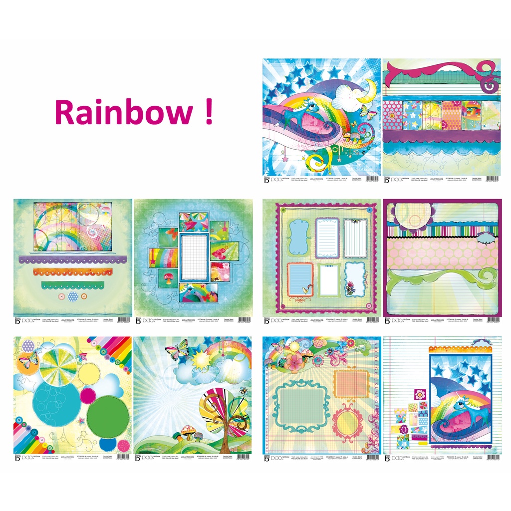 

12x12 Paket Kertas Scrapbooking "Rainbow" (10 lembar)