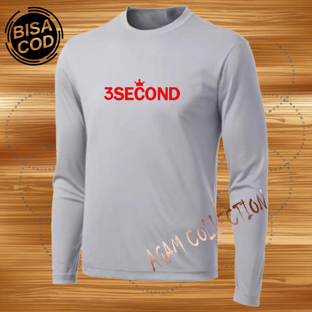 Agam Collection Baju Kaos Distro 3Second 003 Text Merah  Lengan Panjang Premium Quality