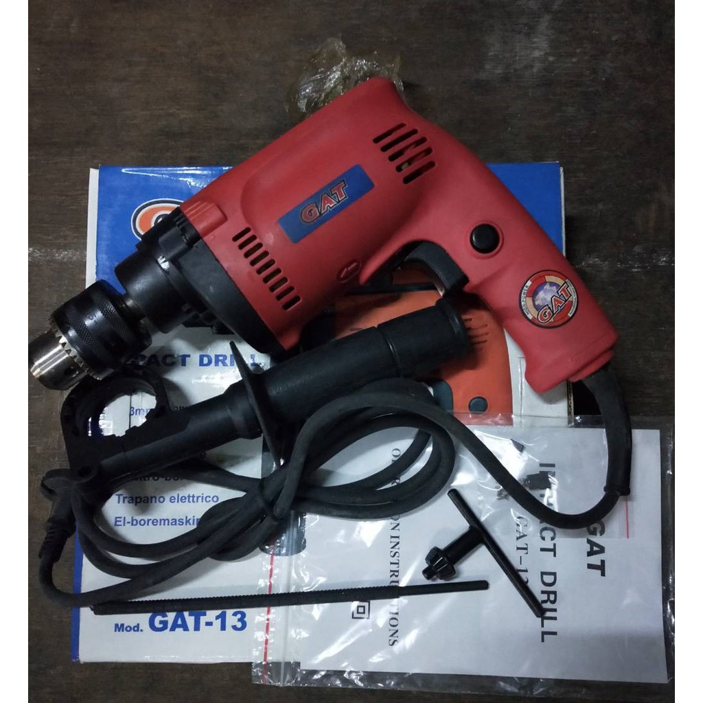 BOR LISTRIK MESIN BOR TANGAN BOLAK BALIK  GAT 13MM 500 WATT DENGAN PACKING KAYU