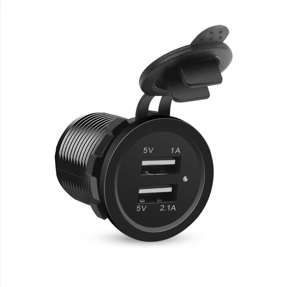 Motorcycle USB Charger 2 Port - 042557-Hitam