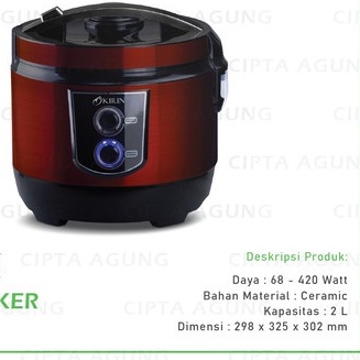 Kirin Rice Cooker  MagicCom Panci Ceramic 2 Liter  3 In1 KRC-390 RD / KRC390