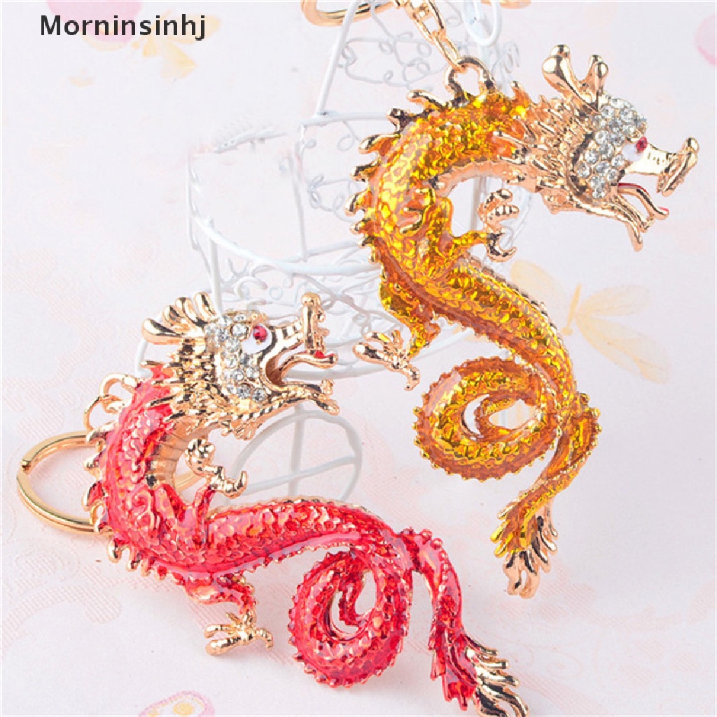 Mornin 1Pc Dragon Key Rings Chains Holder Simulasi Mutiara Kristal Hewan Keychains id